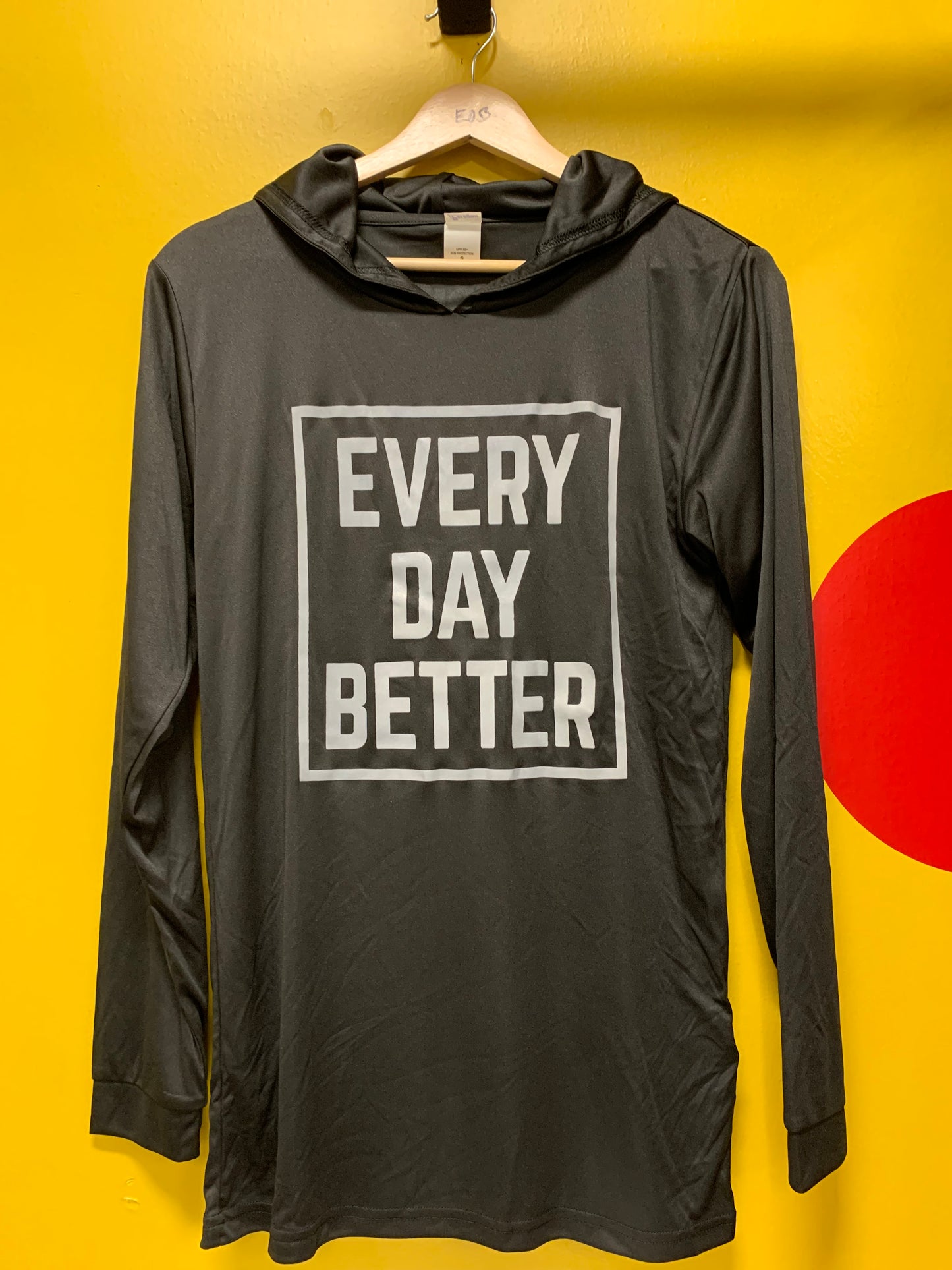 BLACK DRI FIT HOODIE (white box logo )
