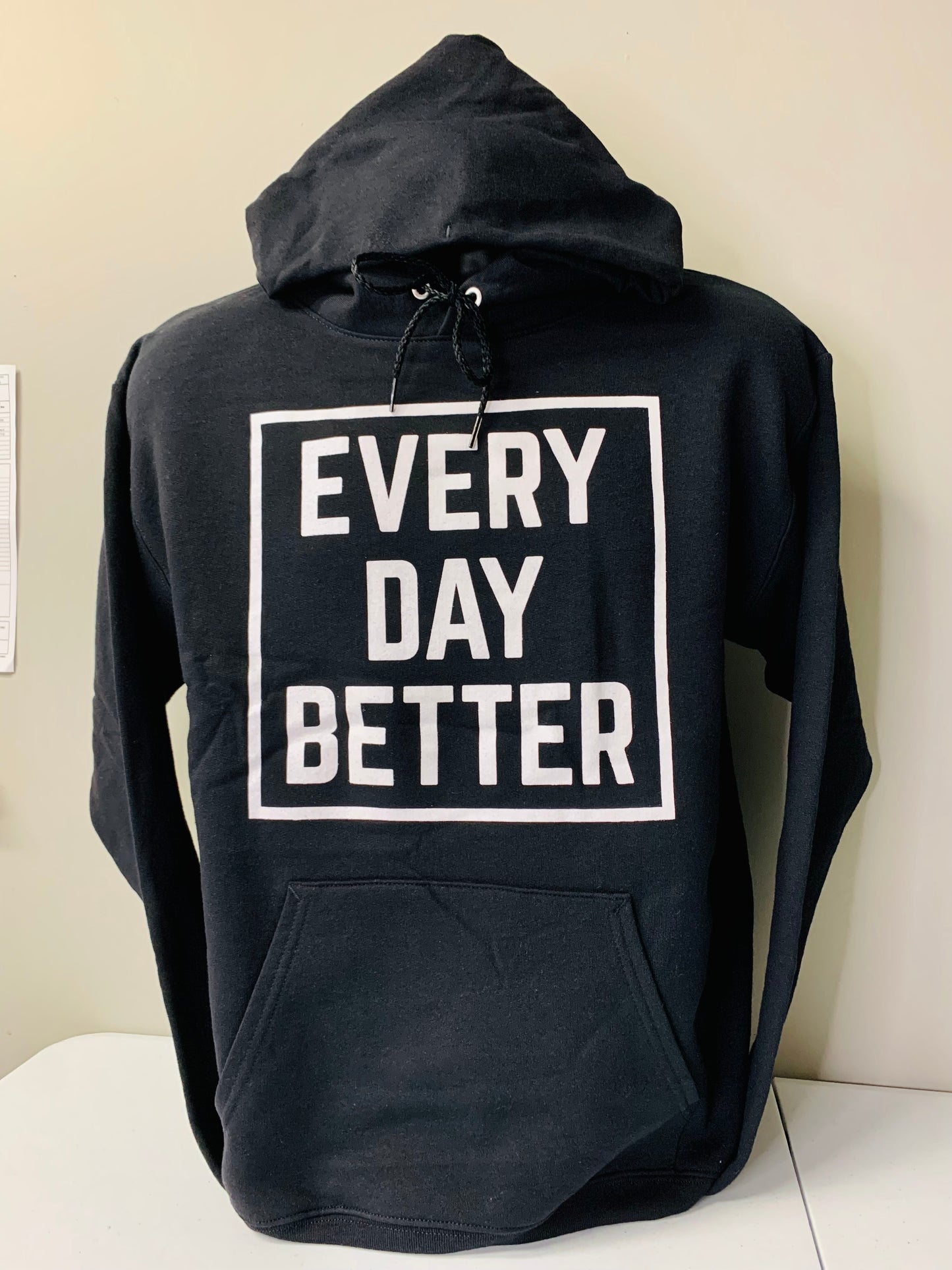 BLACK w/ WHITE EVERY DAY BETTER Box Logo Hoodie