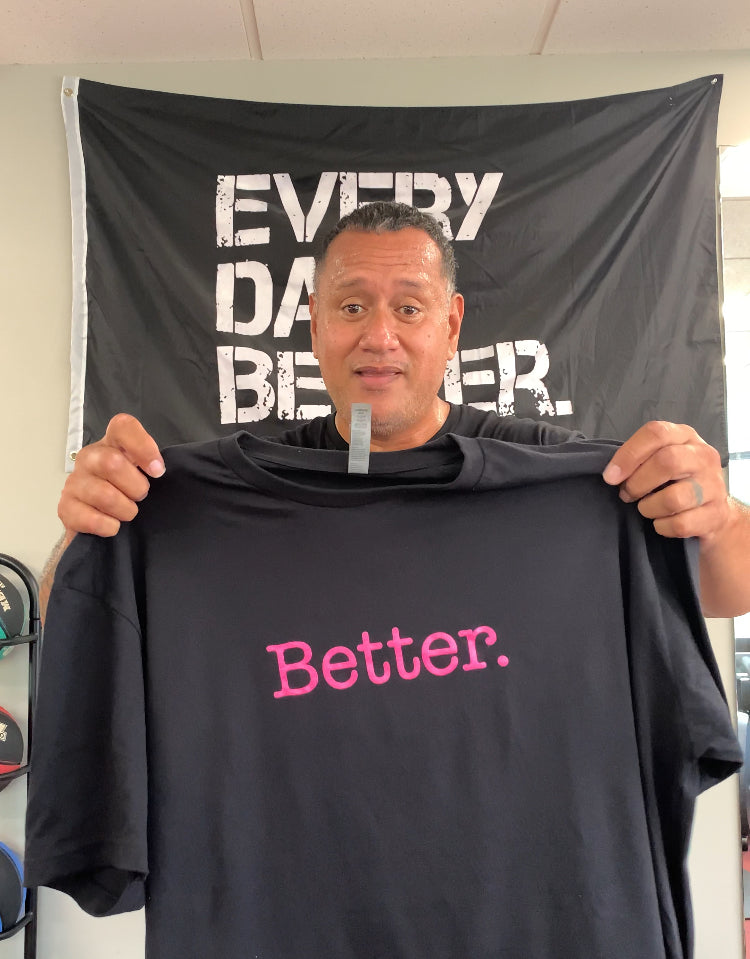 BREAST CANCER AWARENESS : BLK/pink "better " tee collab @meanhawaii 🩷