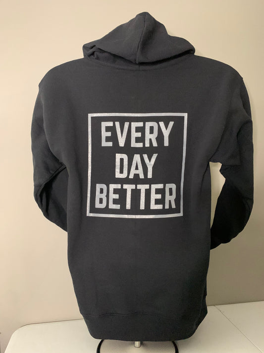 BLACK ZIP-UP BOX LOGO Hoodie