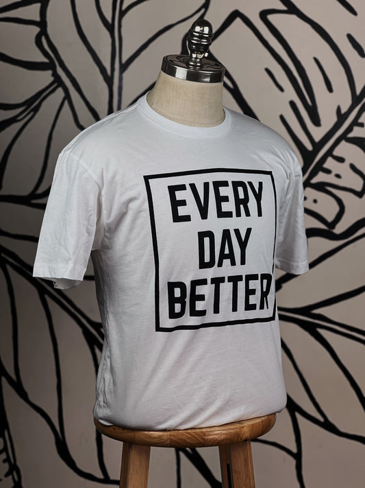 White w/ Black Every Day BETTER Box Logo Tee (HAWAII on the back)