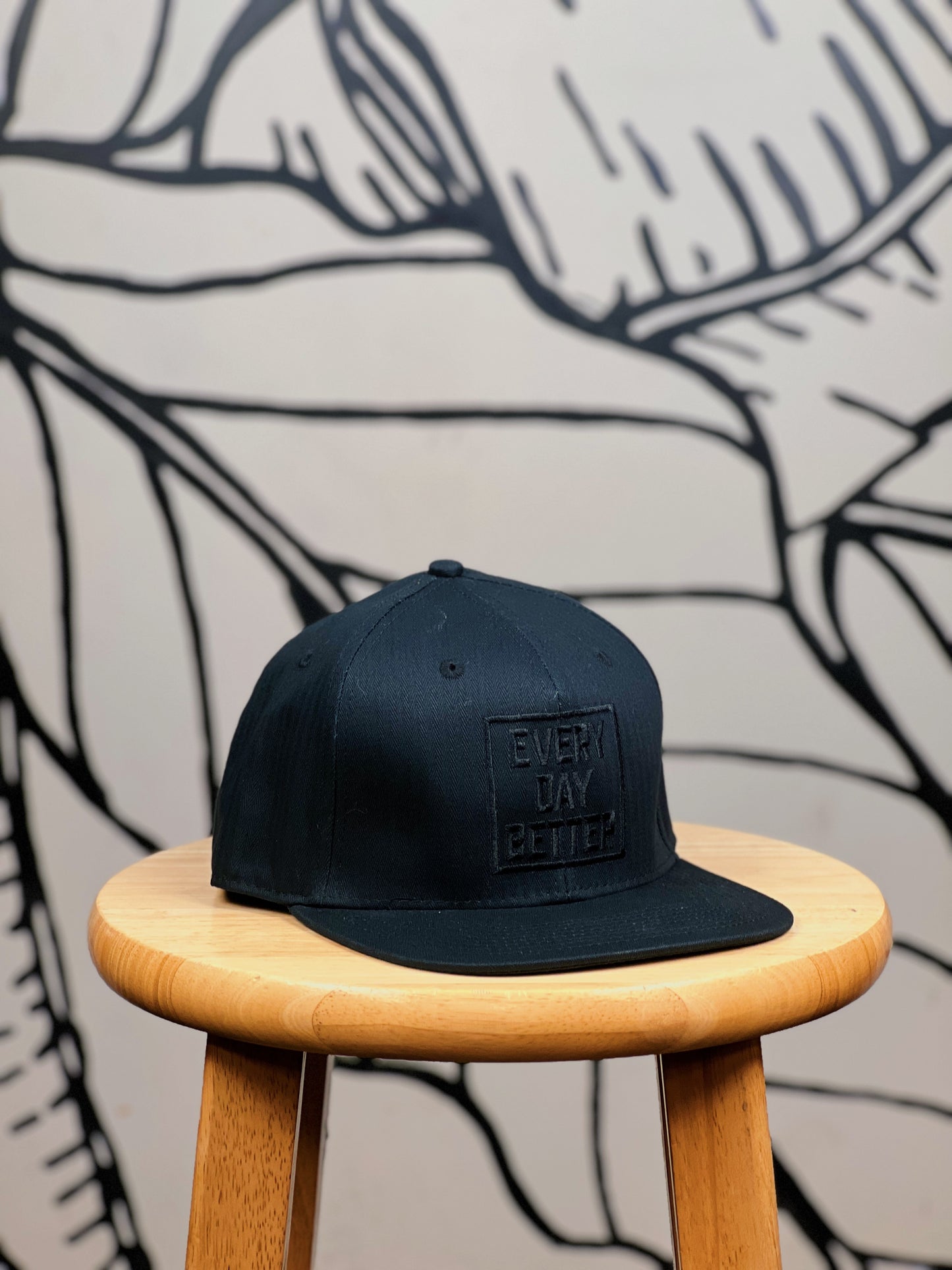 Black w/ Black Every Day Better Logo Snapback Hat
