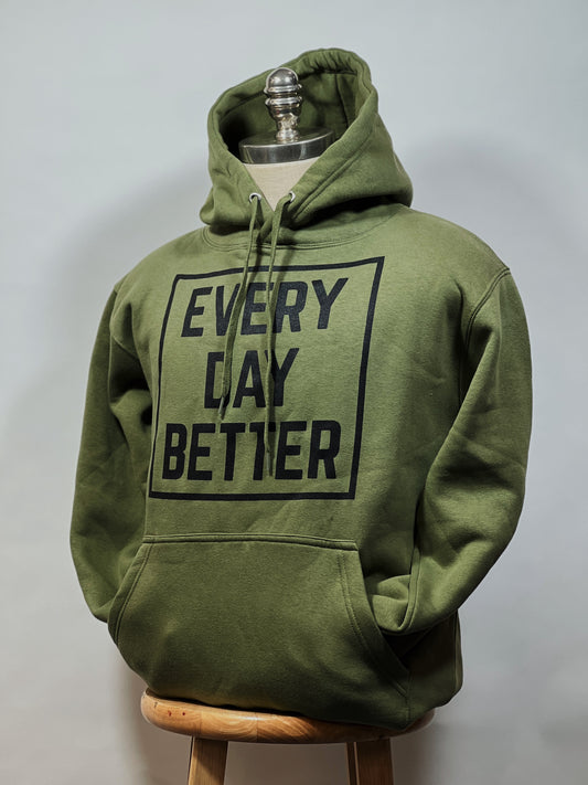 Olive w/ Black Every Day BETTER Box Logo Hoodie