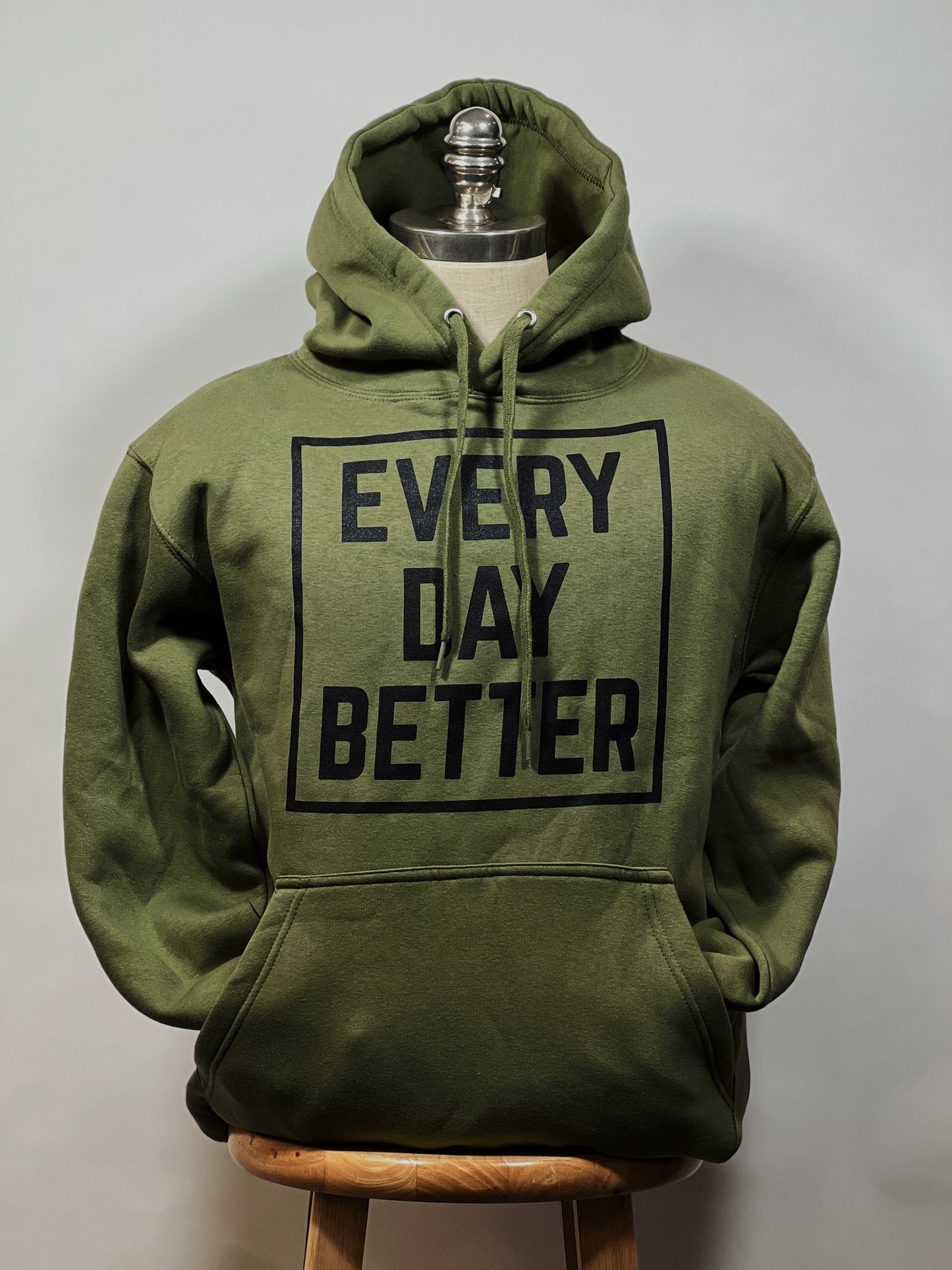 Olive w/ Black Every Day BETTER Box Logo Hoodie