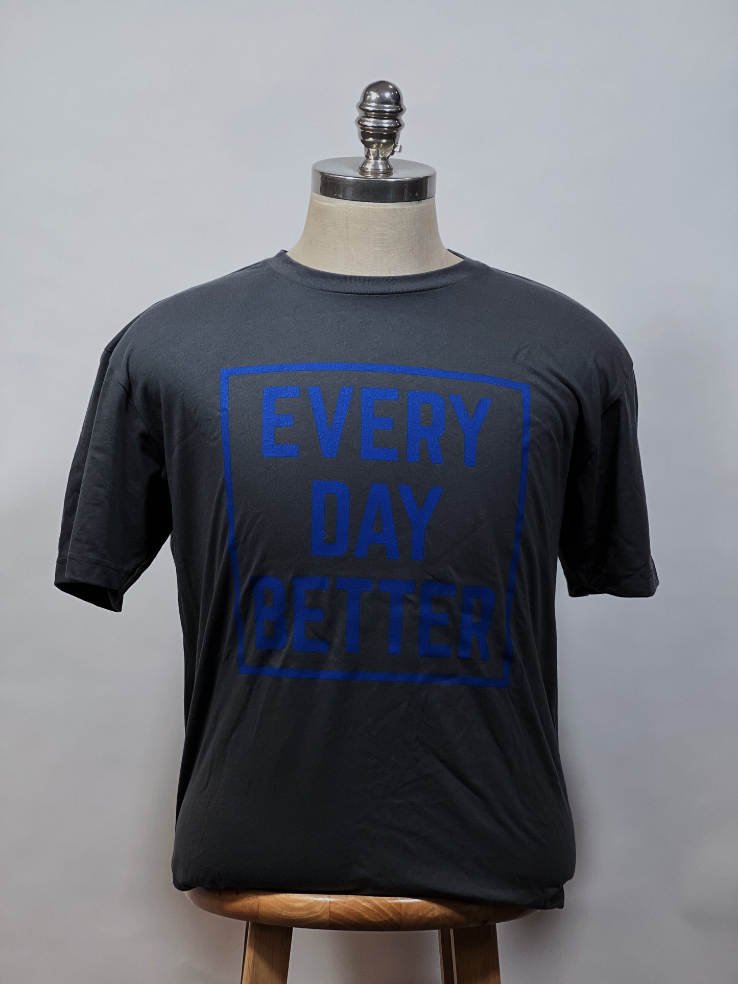 HVY MTL Grey w/ Royal Blue Every Day BETTER Box Logo Tee