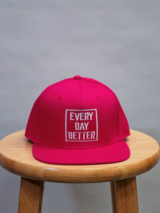 Pink w/ White Every Day Better Logo Snapback Hat