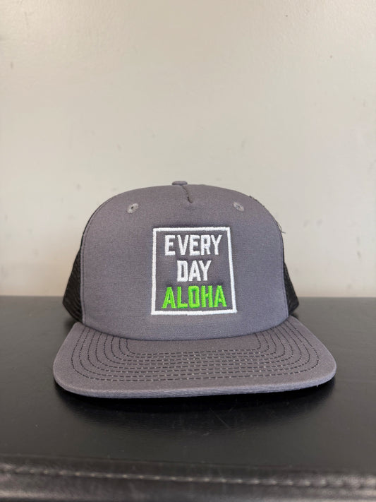 UH - Charcoal/ black mesh EVERY DAY ALOHA Trucker hat