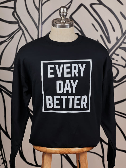 Black w/ White Every Day BETTER Box Logo crewneck Sweater