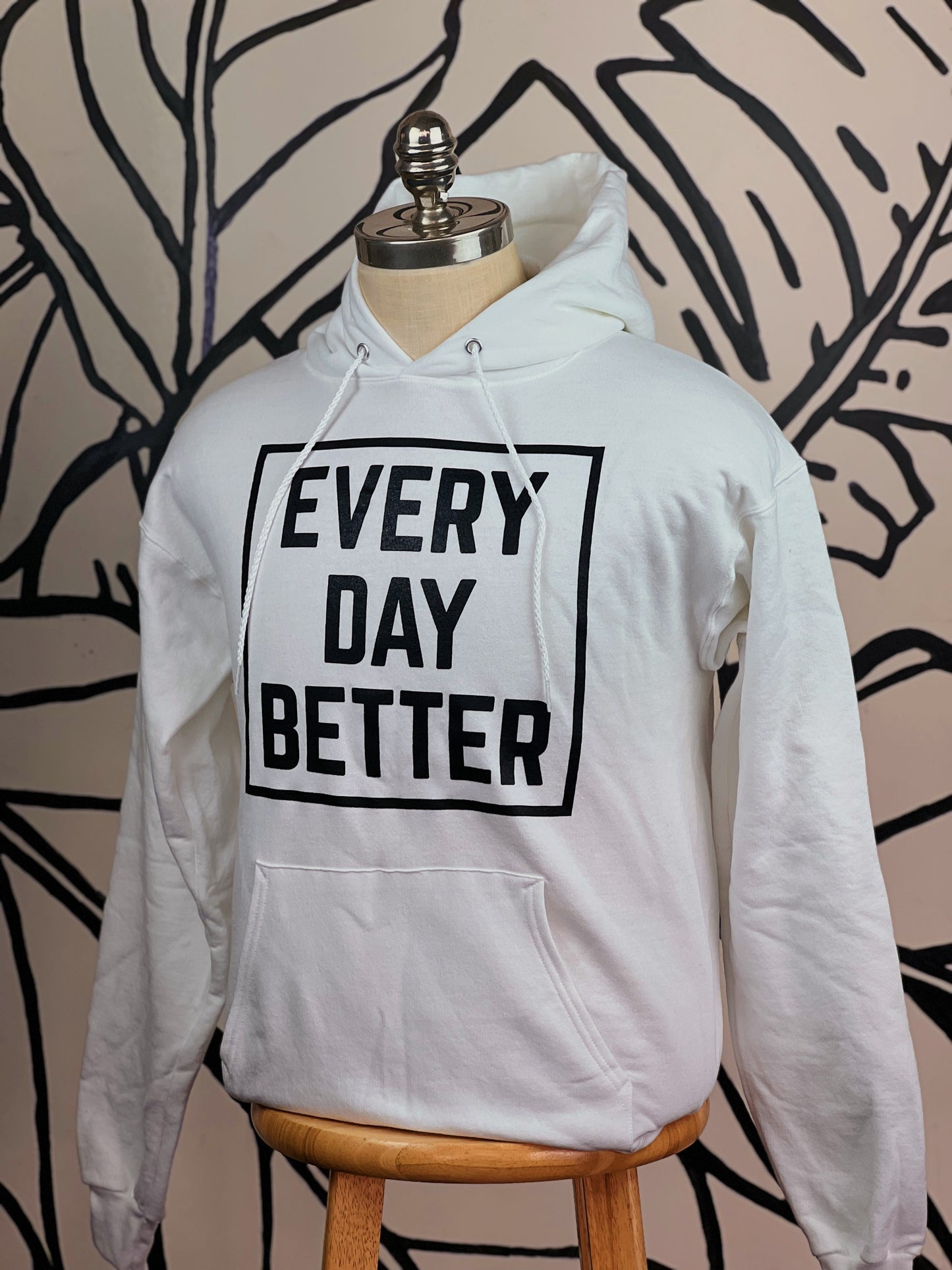 White w/ Black Box Logo  Hoodie