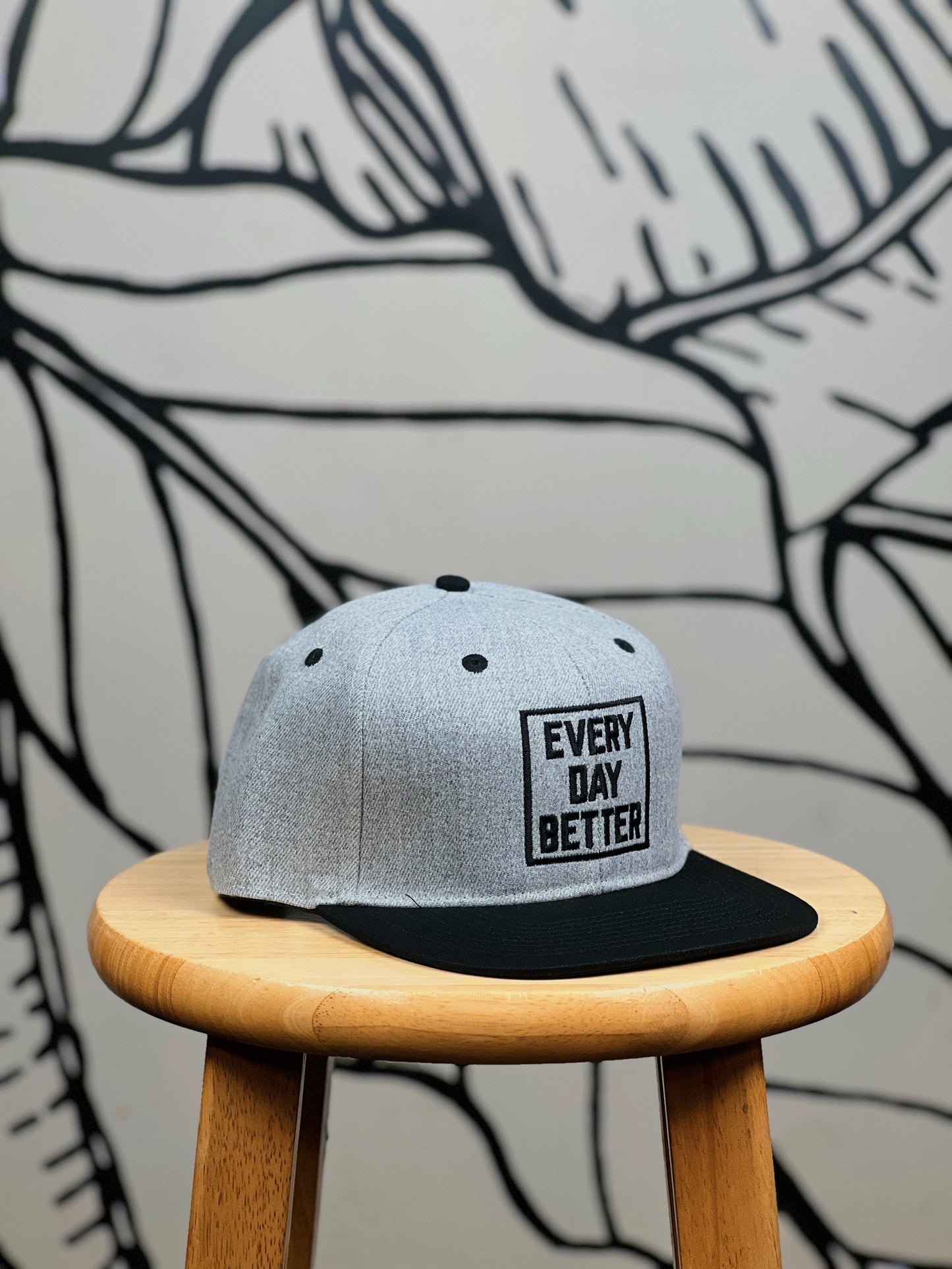 Grey w/ Black Every Day BETTER  Logo Snapback Hat